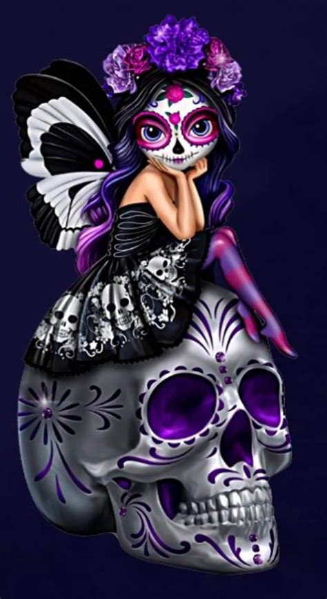 Pin By Ashley Fortune On Purple Sugar Skull Artwork Sugar Skull