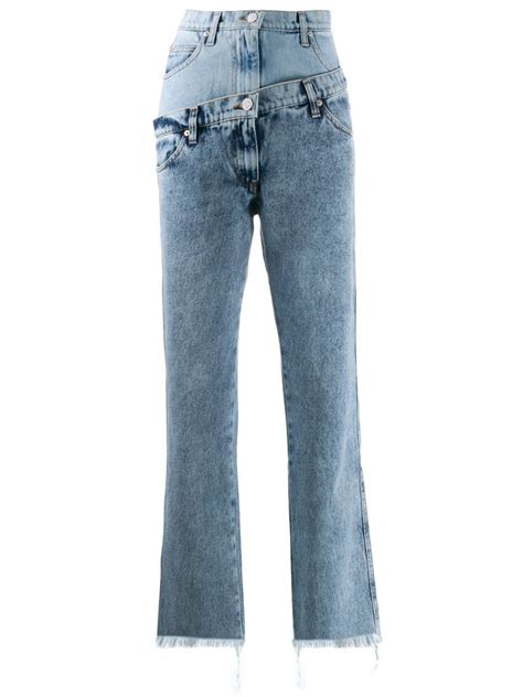Natasha Zinko Washed Layered Denim Jeans In Blue ModeSens Fashion