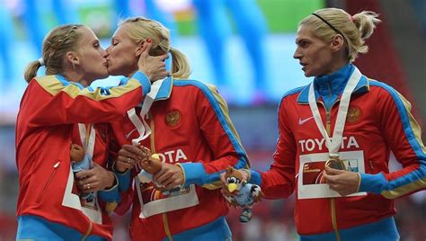 Russian Sprinters Deny Podium Kiss Was Sign Of Protest Fansided Sports News Entertainment