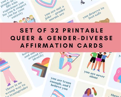 Transgender Affirmation Cards Teens Printable For Lgbt Queer Etsy