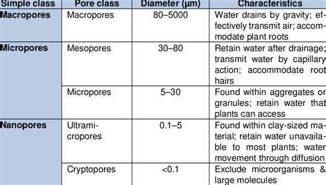 Size Classification Of Pore Spaces And Relevant Functions Adapted From
