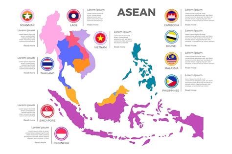 Free Vector Asean Map On White Background