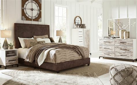 Modern Rustic White And Brown Fabric Furniture Dante 5pcs