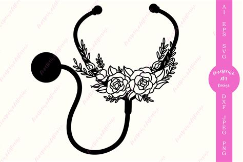 Rose And Stethoscope Monogram Graphic By Anastasiyaartdesign · Creative