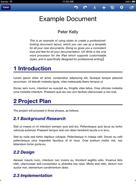 Example Document Created From A Template Ux Write