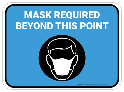 Mask Required Beyond This Point with Icon Blue Rectangle - Floor Sign ...