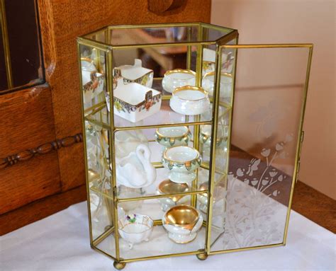 Vintage Miniature Curio Cabinet Mini Glass Display Case Etsy Canada Glass Display Case