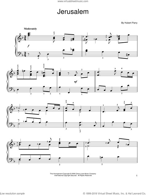 Taking your first piano lesson is an exciting and important milestone in the life of many children. Parry - Jerusalem, (easy) sheet music for piano solo PDF
