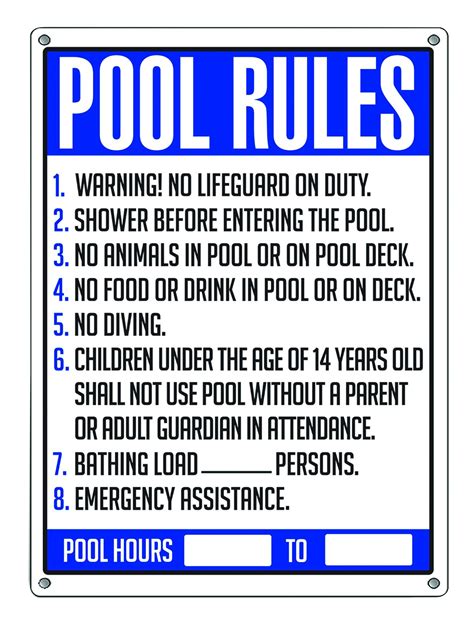 Poolmaster 40326 General Commercial Pool Rules Sign For Residential Or