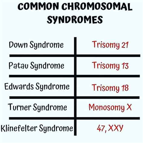 Chromosomal Syndromes Follow Guru Medical For More Genetics