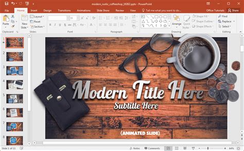 Animated Modern Rustic Coffee Shop Powerpoint Template