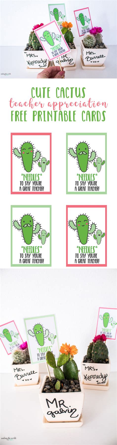 Cactus Teacher T Free Printable Tags
