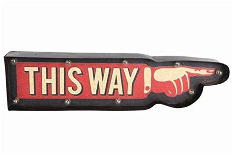 This Way Pointing Finger Shaped Retro Vintage Light Up Si