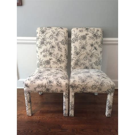 I cut out as many pieces as i could for both chairs, but had to go back and by more. Floral Upholstered Roll Back Parsons Chairs - a Pair ...