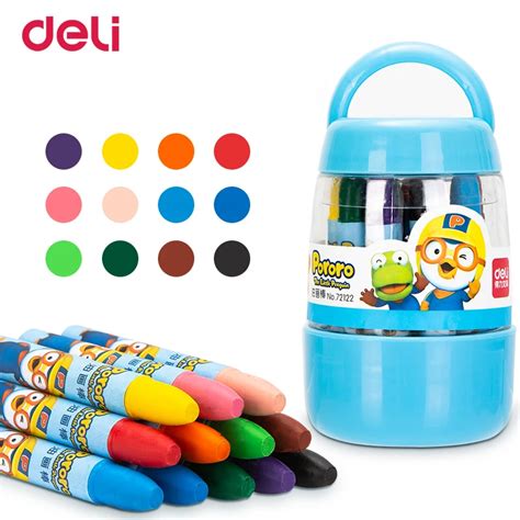Deli X Pororo 12182436 Colors Per Box Oil Pastel Wax Crayon For Kids