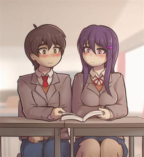 Doki Doki Literature Club Protagonist And Yuri Manga Anime Fanarts