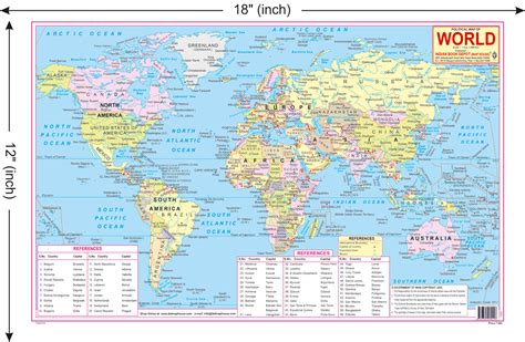 World Map Physical Wall Chart Paper Print Maps Posters In India Images