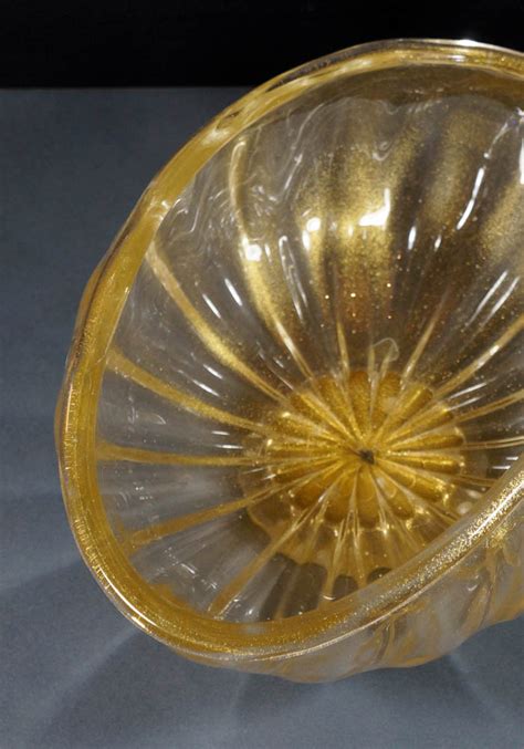 Murano Glass Bowl All Gold 24 Carats Made Murano Glass