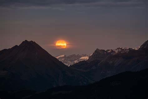 I Walked Up A Mountain In The Swiss Alps To Capture The Moonset