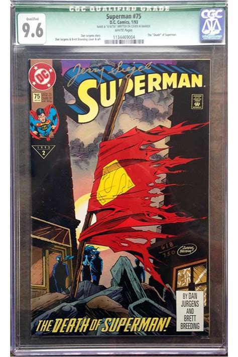 Superman 75 Signed By Jerry Siegel Cgc Graded 96