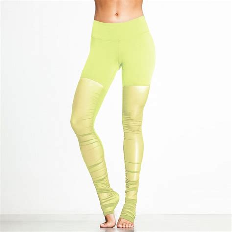 Jigerjoger Womens Plus Size Neon Yellow Mesh Yoga Pants Panel See