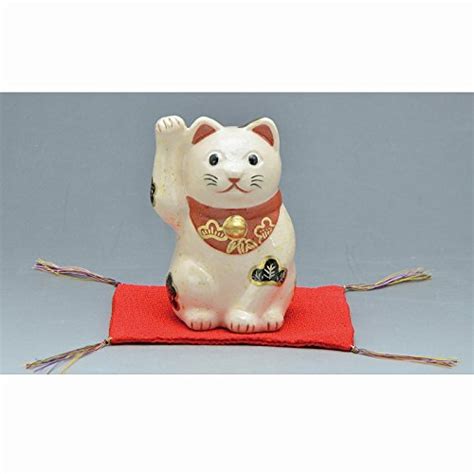 Japanese Kiyomizu Porcelain Lucky Cat Figurines