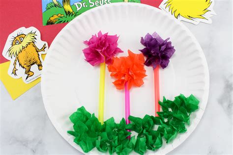 Dr Seuss The Lorax Truffula Trees Paper Plate Craft For Kids