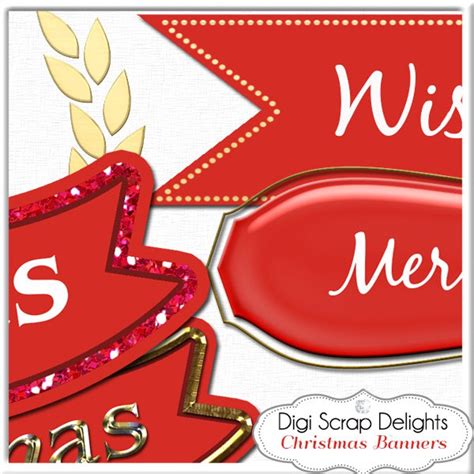 Christmas Clip Art Banners And Laurel Wreaths Banner Ribbon