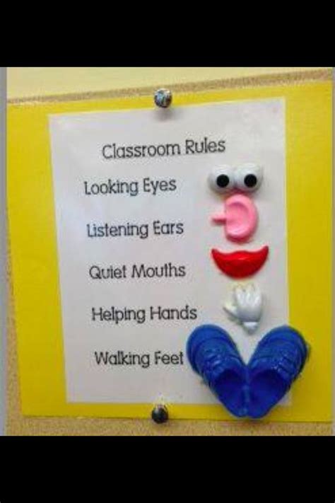 A Classroom Rules Sign With An Image Of A Smiling Face And Two Hands