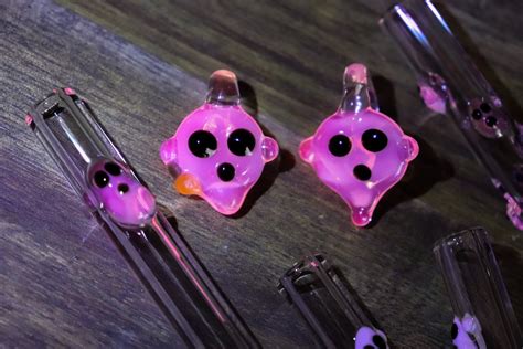 Ghost Necklace Pendants Uv Reactive Hot Pink Bow Valley Straws