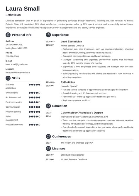 Esthetician Resume Sample And 20 Skills Objectives And Tips