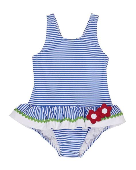 Blue Seersucker Stripe Swimsuit Seersucker Swimsuit Little Girl