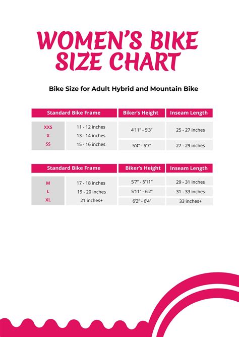 Free Mens Bike Size Chart Pdf