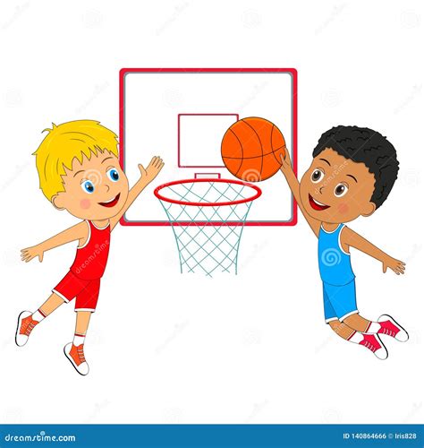 Dos Muchachos Que Juegan A Baloncesto Ilustración Del Vector