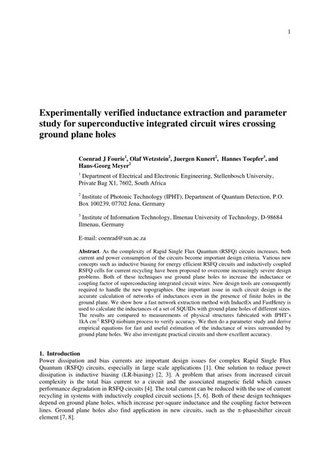 PDF Experimentally Verified Inductance Extraction And Parameter Study