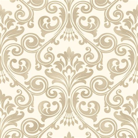 Glitter Damask Wallpaper Cream Gold Vinyl Luxury Textured Fine Decor