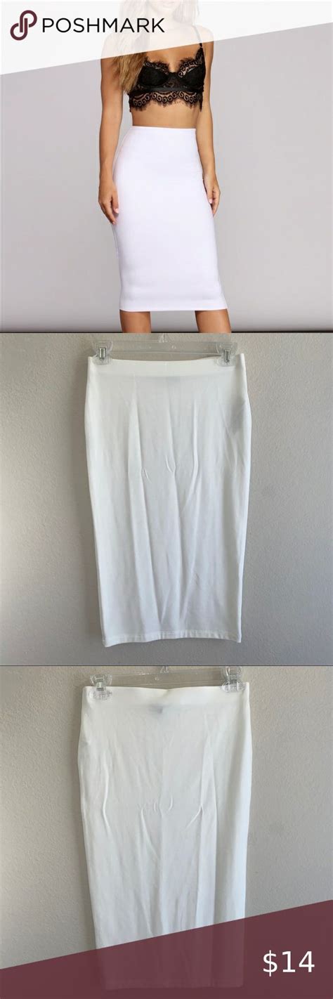 ⛔️sold⛔️🔥 New White Bodycon Midi Skirt White Midi Bodycon White