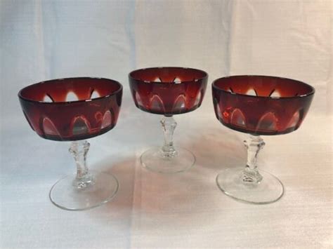Vintage Cristal Darques Tall Sherbet Champagne Coupe France Red Gothic