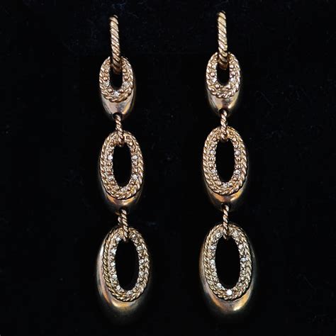 Monet Gold Tone Textured Metal Mid Century Dangling Earrings QUIET WEST