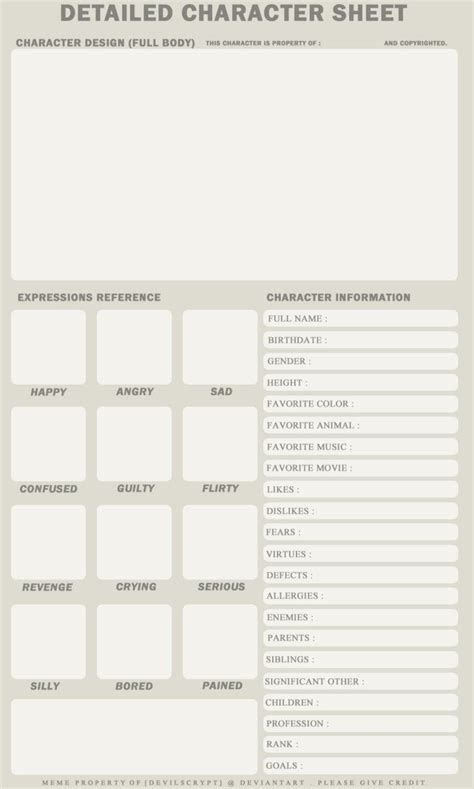 Detailed Character Sheet By Devilscrypt On