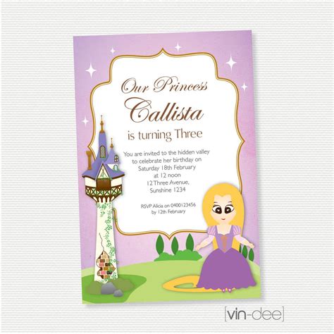 Items Similar To Princess Birthday Invitation Rapunzel Diy