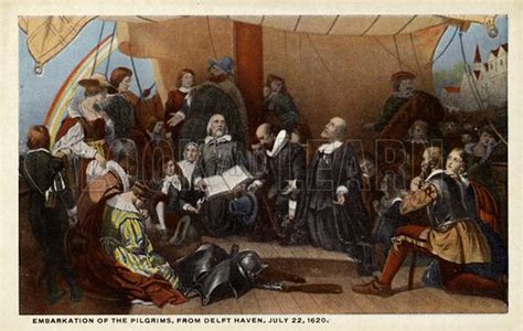 Embarkation Of The Pilgrims From Delft Haven July Stock Image Look And Learn