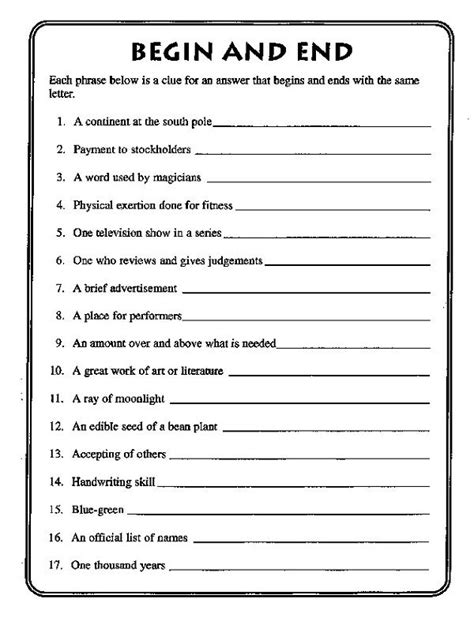 Bonus points if you can stump any adults! Free Printable Games for Adults | Printable brain teasers ...