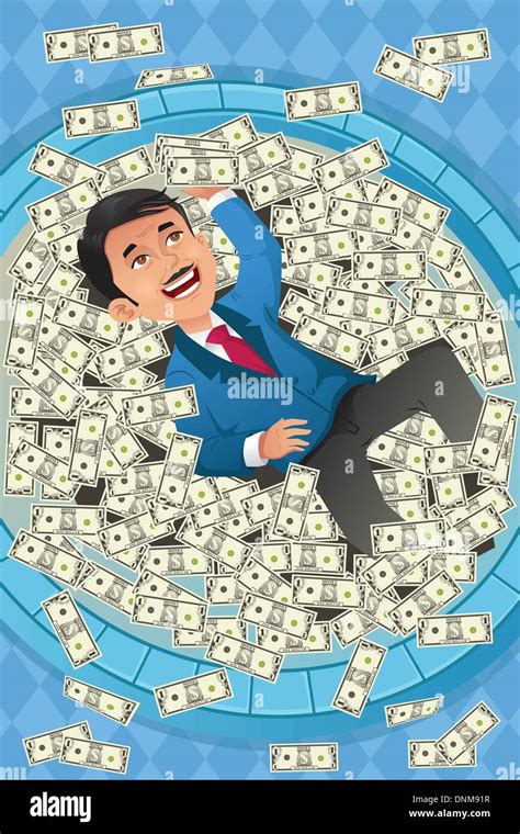 A Vector Illustration Of A Financial Concept Of A Happy Businessman