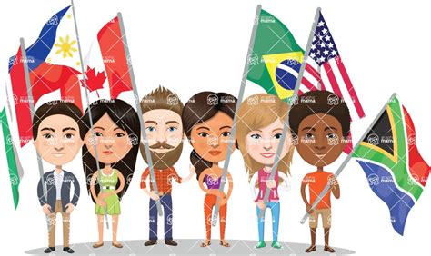 60 Nationalities Vector Graphics Mega Bundle People With National Flags Graphicmama