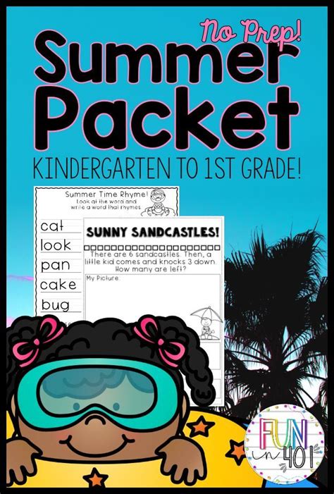 No Prep Summer Packet For Kindergarten Going To 1st Grade