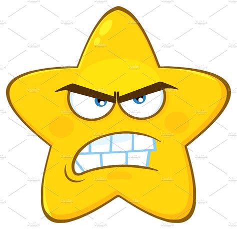 Angry Yellow Star Character Pre Designed Illustrator Graphics