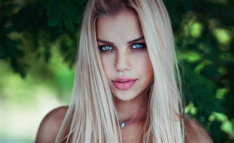 Wallpaper Face Model Blonde Long Hair Blue Eyes Fashion Nose Emotion Person Skin