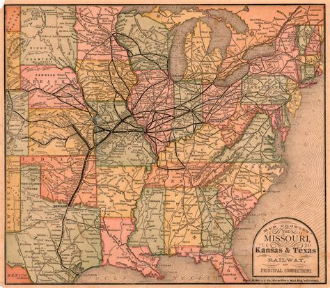 Map Showing The Missouri Kansas And Texas Railway And Principal