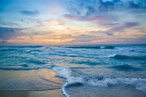 Pictures Mexico Cancun Sea Nature Waves Sunrise And Sunset Coast